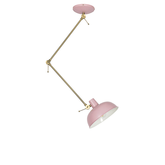 QAZQA Retro plafondlamp roze met brons - Milou