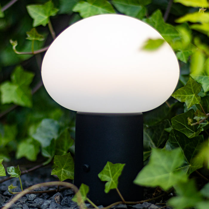 QAZQA Tafellamp mushroom zwart incl. LED oplaadbaar - Louise