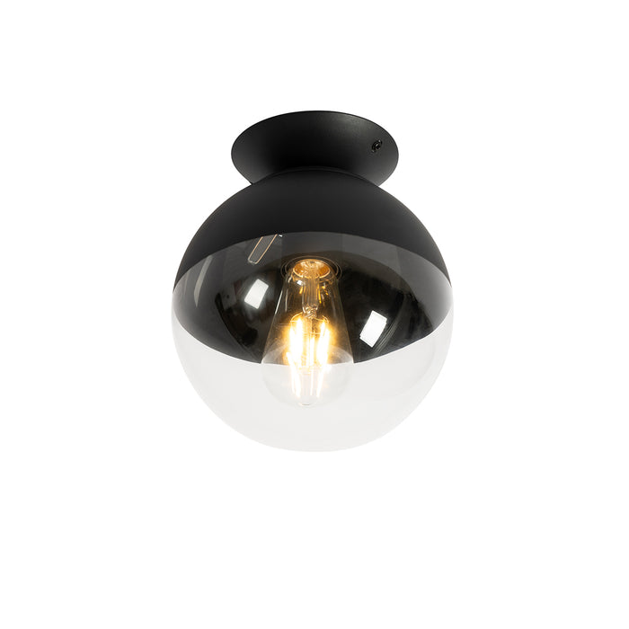 QAZQA Retro plafondlamp zwart met helder glas - Eclipse