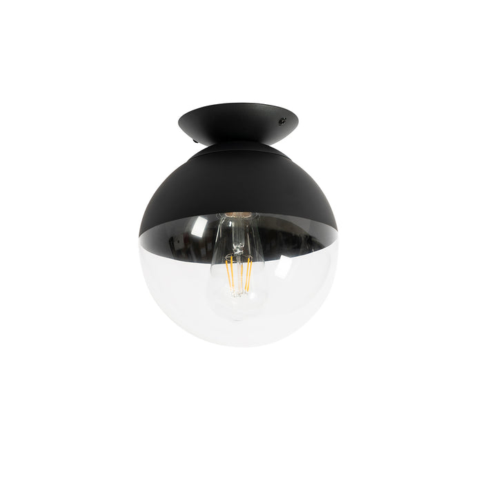 QAZQA Retro plafondlamp zwart met helder glas - Eclipse