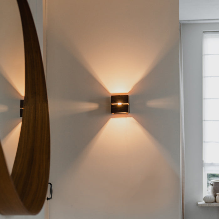 QAZQA Landelijke wandlamp walnoot hout 9,7 - Transfer Groove