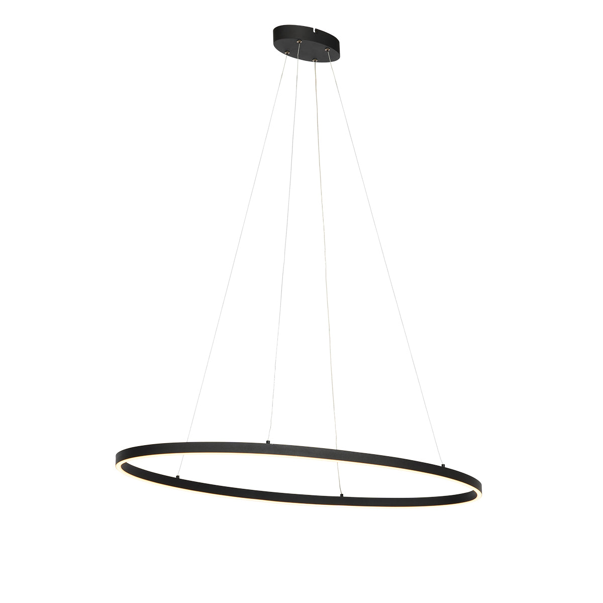 QAZQA Design hanglamp zwart ovaal incl. LED 3-staps dimbaar - Ovallo