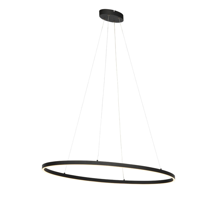 QAZQA Design hanglamp zwart ovaal incl. LED 3-staps dimbaar - Ovallo
