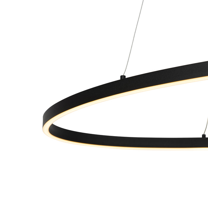 QAZQA Design hanglamp zwart ovaal incl. LED 3-staps dimbaar - Ovallo