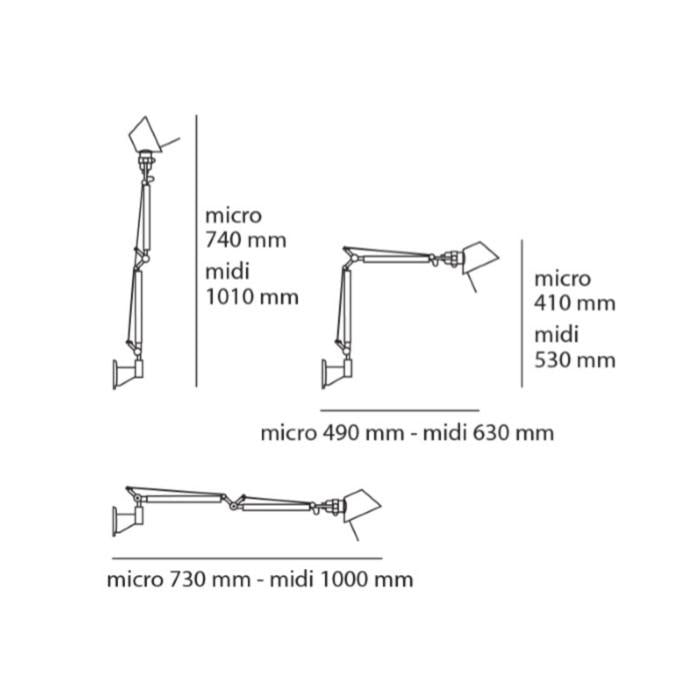 Artemide Tolomeo Micro Parete wandlamp retrofit aluminium