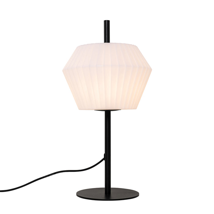 QAZQA Moderne buiten tafellamp zwart met witte kap IP44 - Robbert