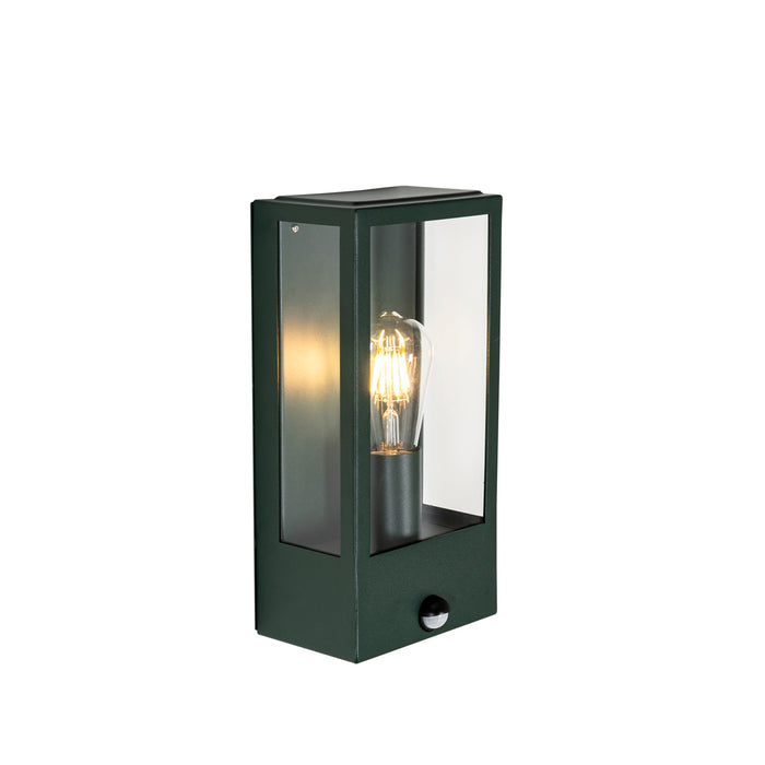 QAZQA Buiten wandlamp donker groen met bewegingsmelder IP44 -