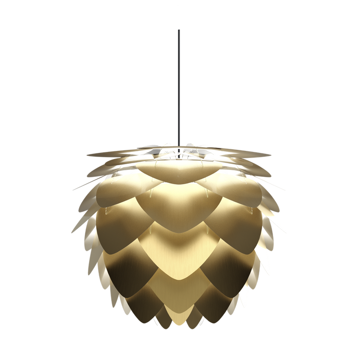 Umage Aluvia Mini hanglamp brushed brass - met koordset zwart - Ø 40