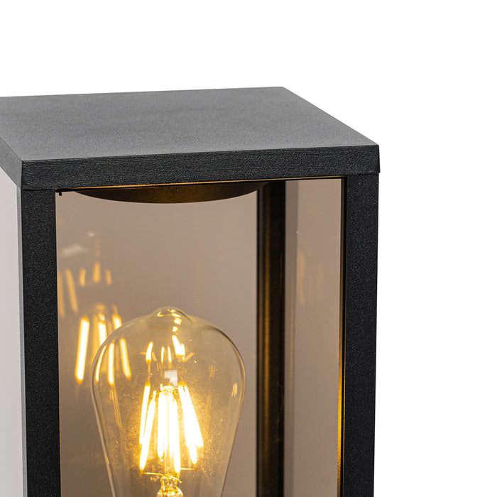 QAZQA Staande buitenlamp zwart met smoke 40 cm IP44 - Charlois