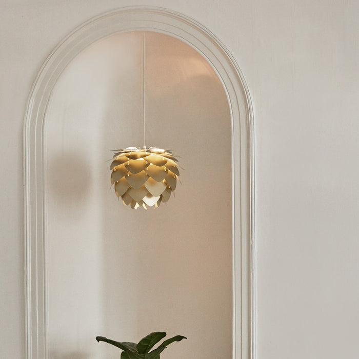Umage Aluvia Mini hanglamp brushed brass - met koordset zwart - Ø 40