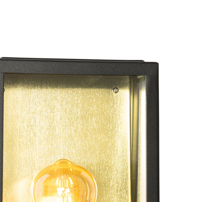 QAZQA Industriële buiten wandlamp zwart met goud IP44 - Rotterdam