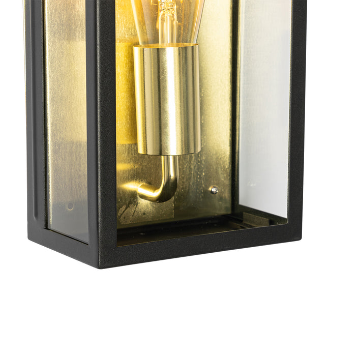 QAZQA Industriële buiten wandlamp zwart met goud IP44 - Rotterdam