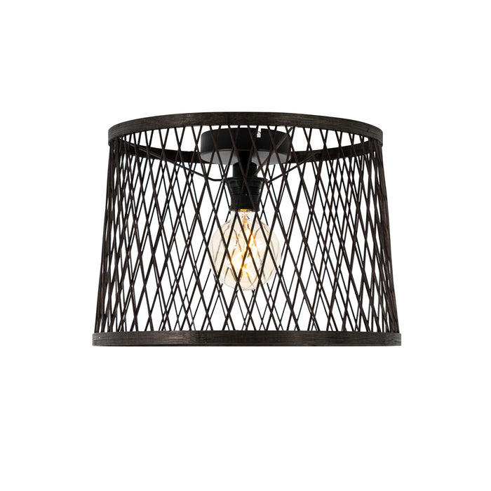QAZQA Landelijke plafondlamp zwart rotan 40 cm IP44 - Calamus