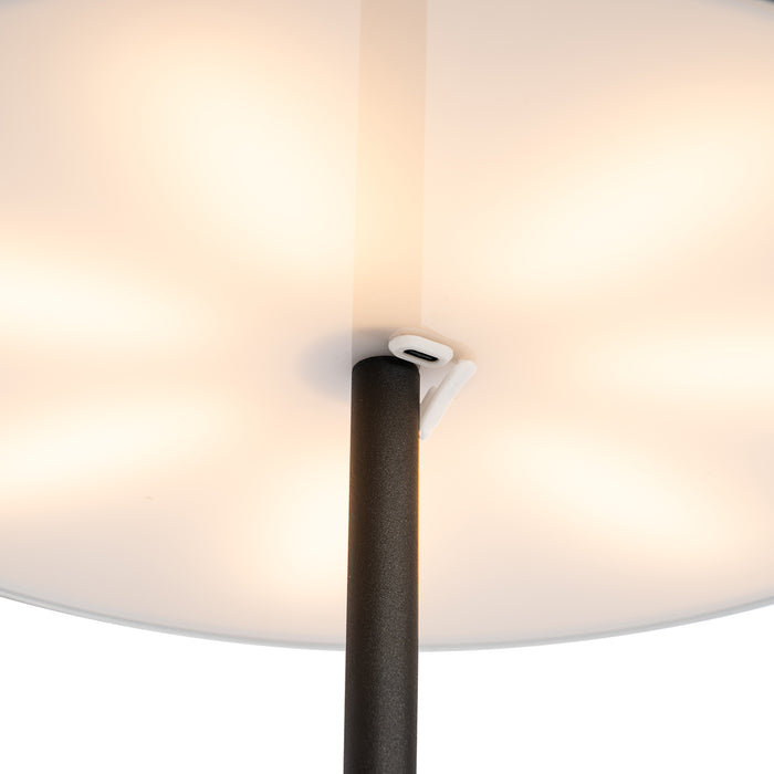 QAZQA Buiten vloerlamp mushroom zwart oplaadbaar 3-staps dimbaar -