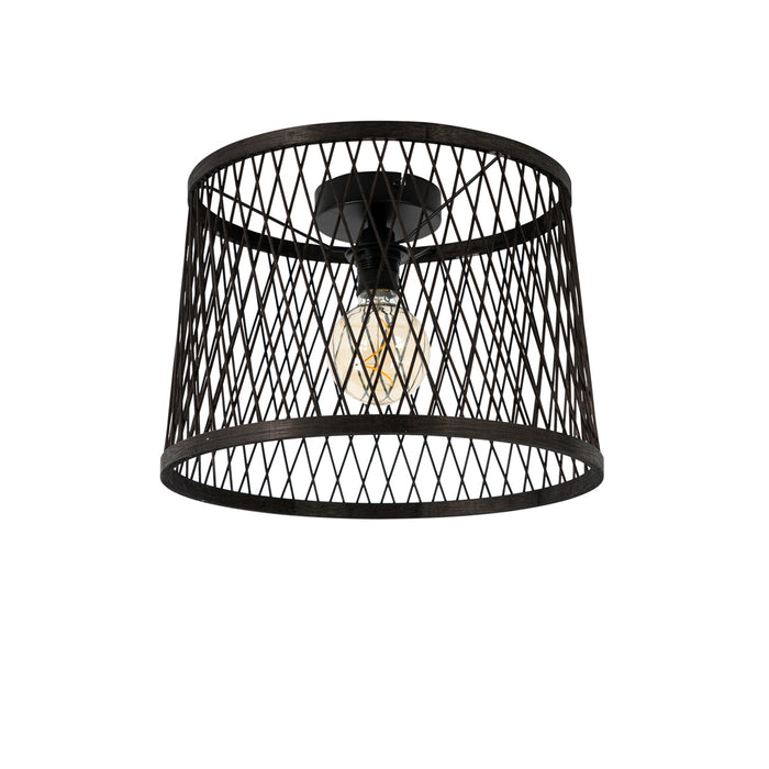 QAZQA Landelijke plafondlamp zwart rotan 40 cm IP44 - Calamus
