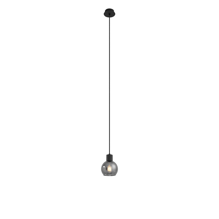 QAZQA Art Deco hanglamp zwart met smoke glas - Vidro