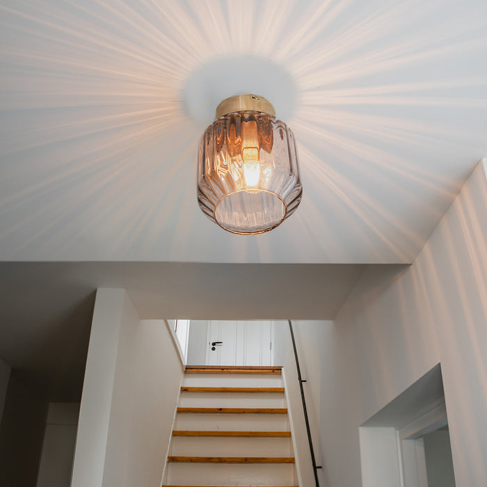 QAZQA Smart plafondlamp messing met smoke glas incl. Wifi A60 -