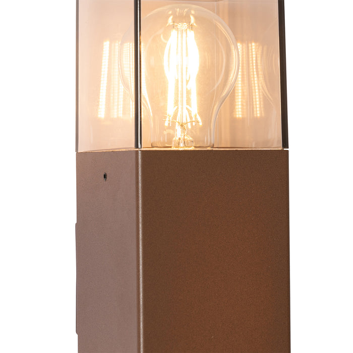 QAZQA Buiten wandlamp roestbruin met smoke kap 2-lichts IP44 -
