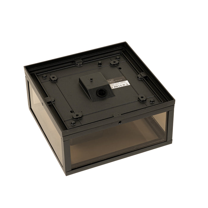 QAZQA Plafondlamp zwart met smoke glas 2-lichts IP44 - Charlois