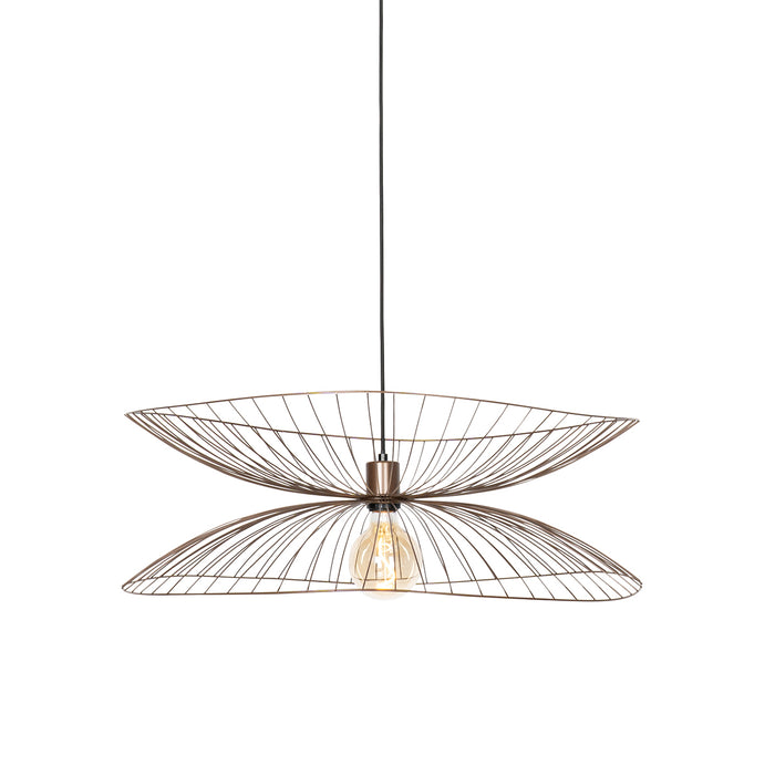 QAZQA Design hanglamp donkerbrons met dubbele kap - Pua