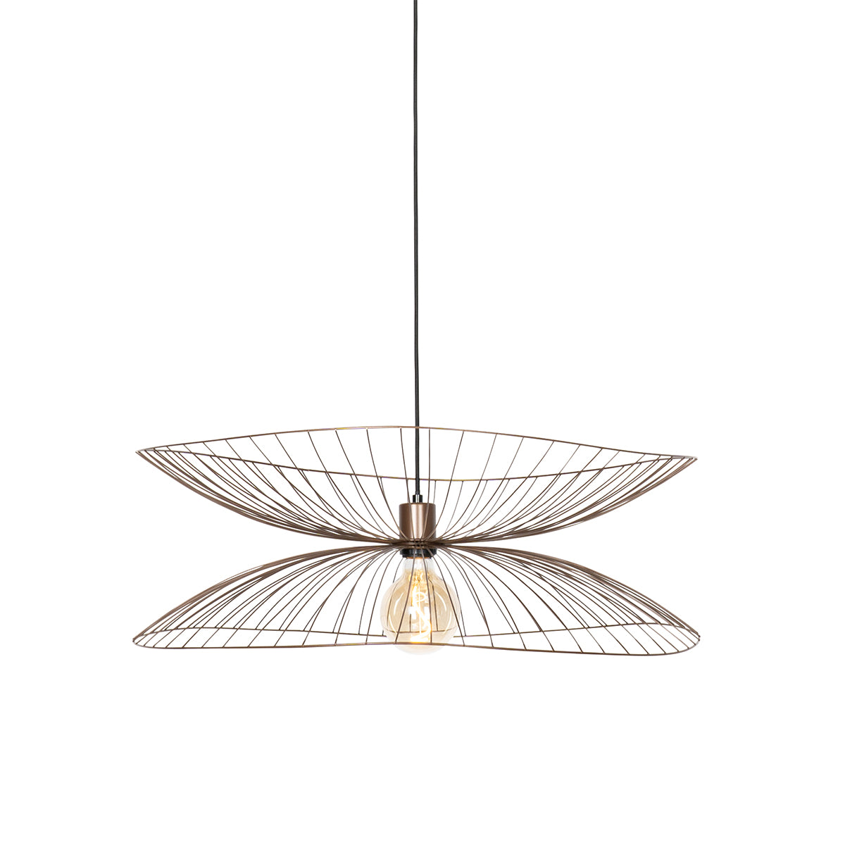 QAZQA Design hanglamp donkerbrons met dubbele kap - Pua