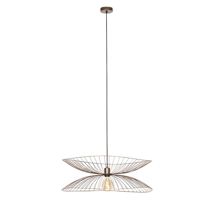 QAZQA Design hanglamp donkerbrons met dubbele kap - Pua