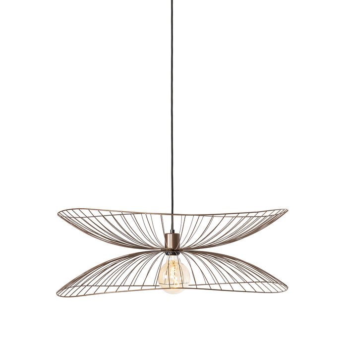 QAZQA Design hanglamp donkerbrons met dubbele kap - Pua