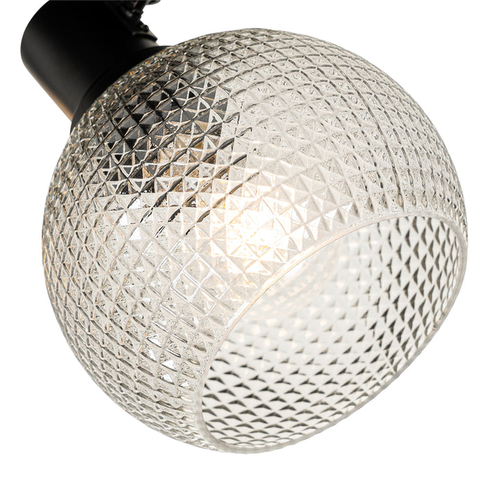 QAZQA Design spot zwart met smoke glas 3-lichts rond - Chico