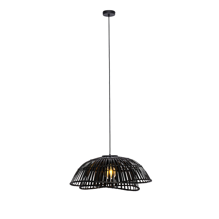 QAZQA Oosterse hanglamp zwart bamboe 62 cm - Pua