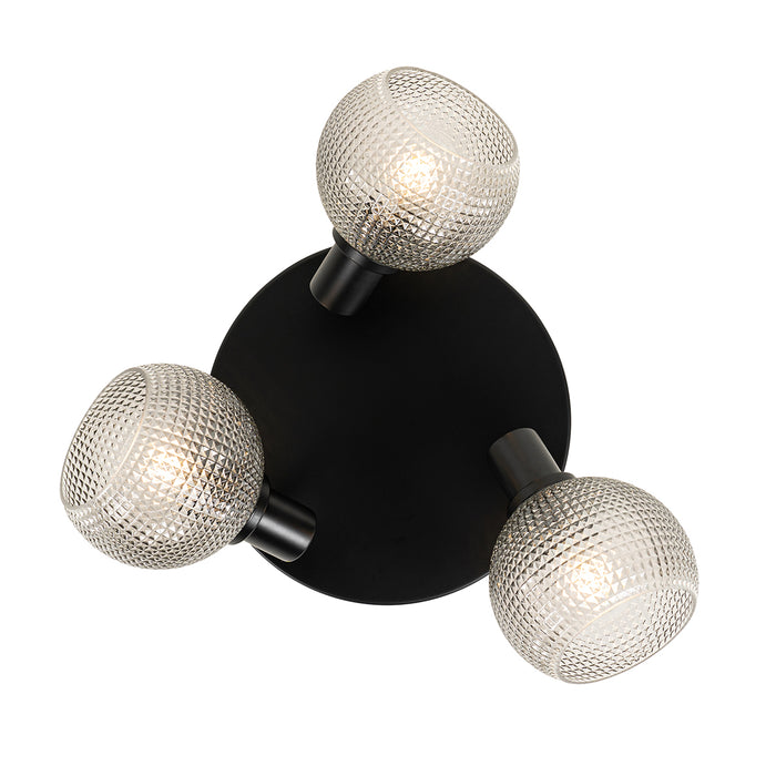 QAZQA Design spot zwart met smoke glas 3-lichts rond - Chico