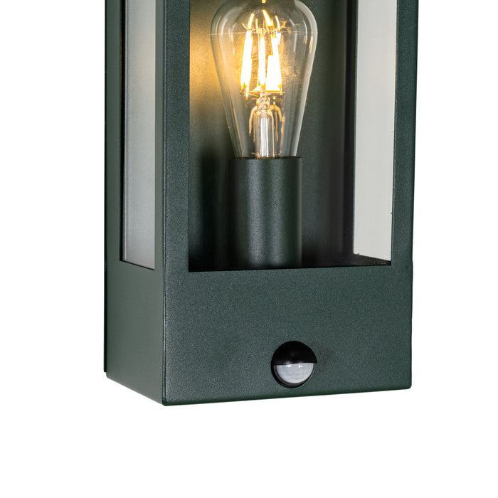 QAZQA Buiten wandlamp donker groen met bewegingsmelder IP44 -
