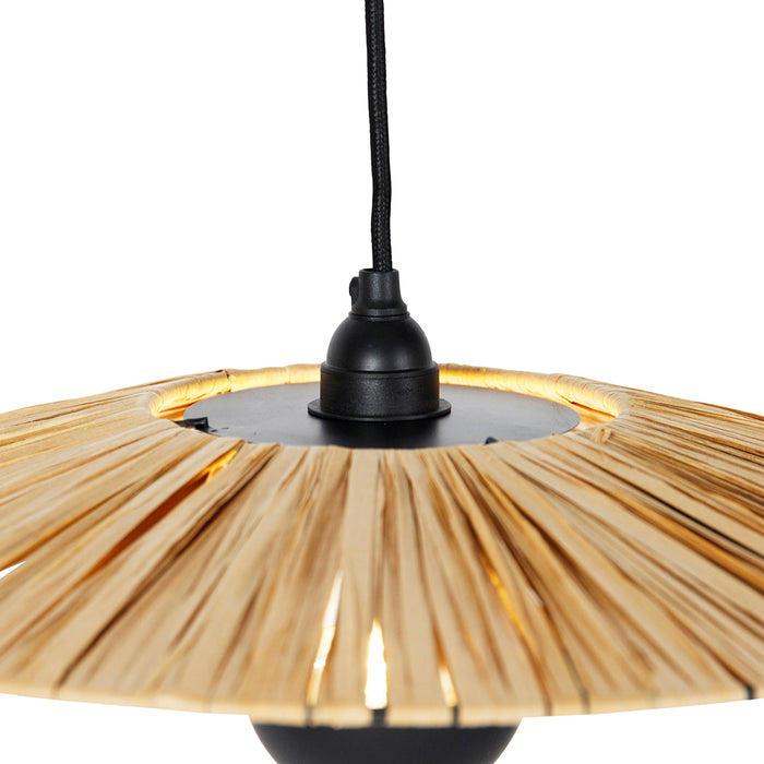 QAZQA Landelijke hanglamp zwart met touw 45 cm - Leia