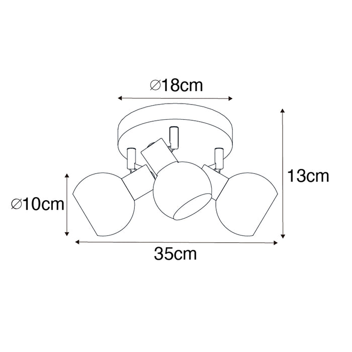 QAZQA Smart plafondspot zwart met smoke glas incl. 3 Wifi P45 - Vidro