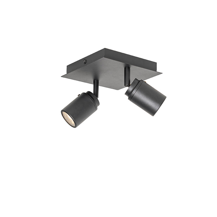 QAZQA Moderne badkamer spot zwart vierkant 2-lichts IP44 - Ducha