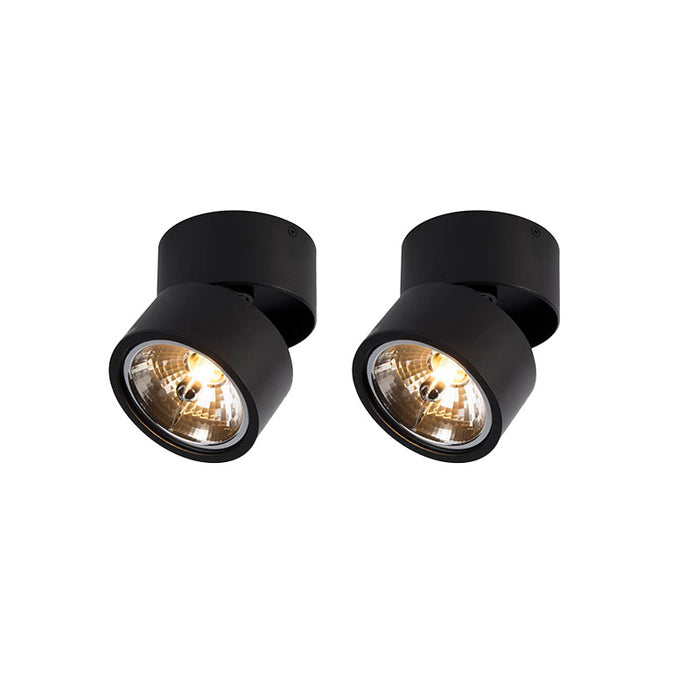 QAZQA Set van 2 moderne spots zwart rond verstelbaar - Go Nine