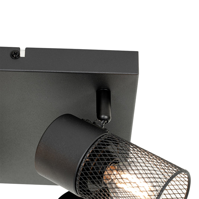 QAZQA Industriële plafondspot zwart 4-lichts verstelbaar - Jim