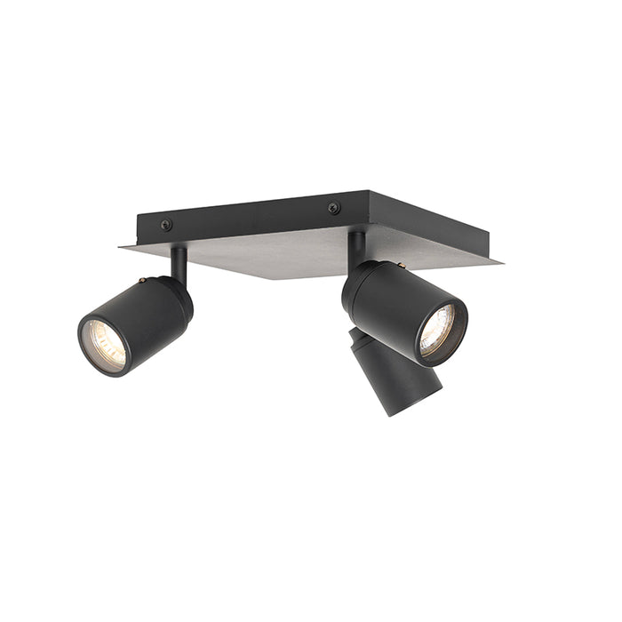 QAZQA Moderne badkamer spot zwart vierkant 3-lichts IP44 - Ducha