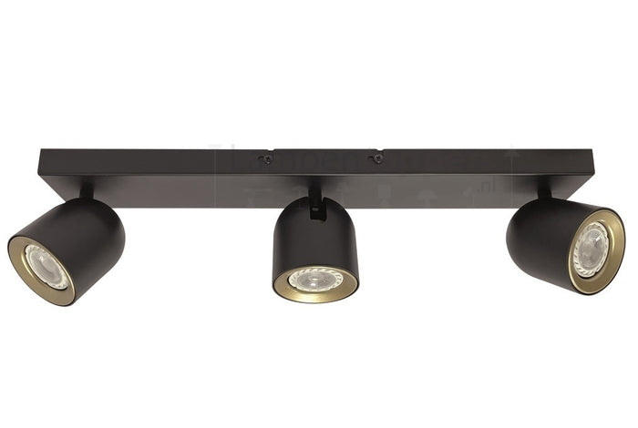 Freelight Spot Solare Zwart - Goud GU10 3 Lichts Balk