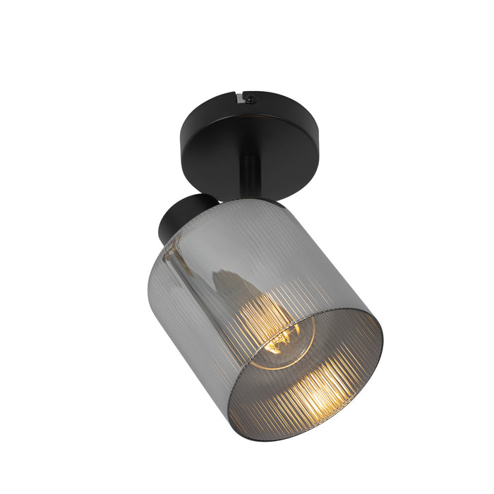 QAZQA Art Deco plafondspot zwart met smoke glas verstelbaar - Laura