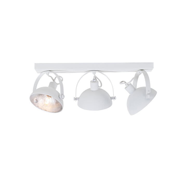 QAZQA Industriële plafondlamp wit met zilver 3-lichts verstelbaar -