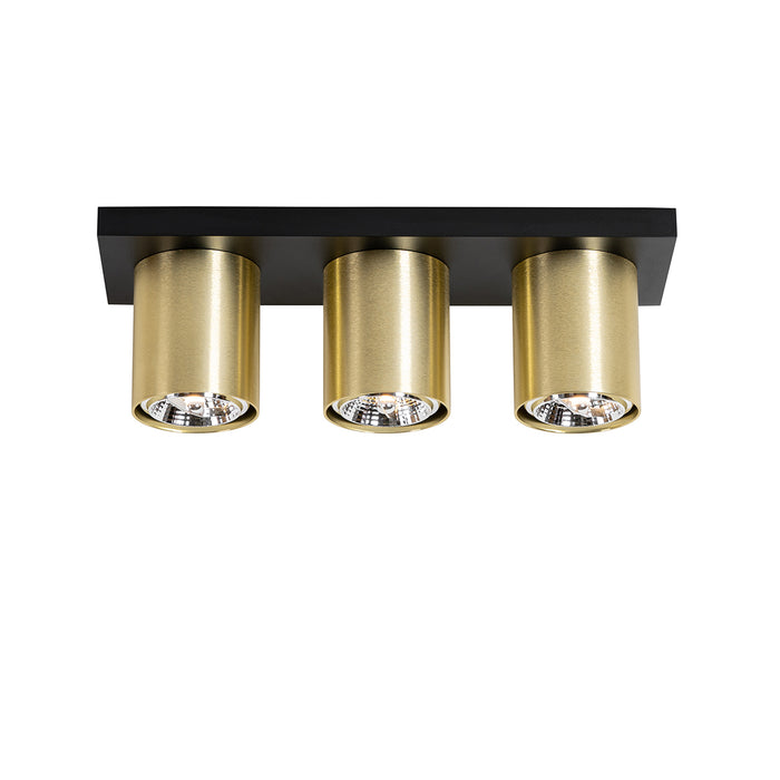QAZQA Moderne plafondspot zwart met goud 3-lichts - Tubo