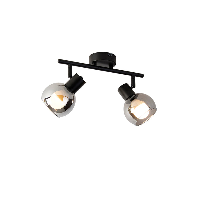 QAZQA Smart plafondlamp zwart met smoke glas incl. 2 Wifi P45 - Vidro