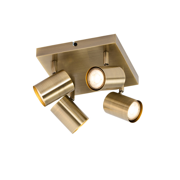 QAZQA Moderne plafondlamp brons 4-lichts verstelbaar rechthoekig -