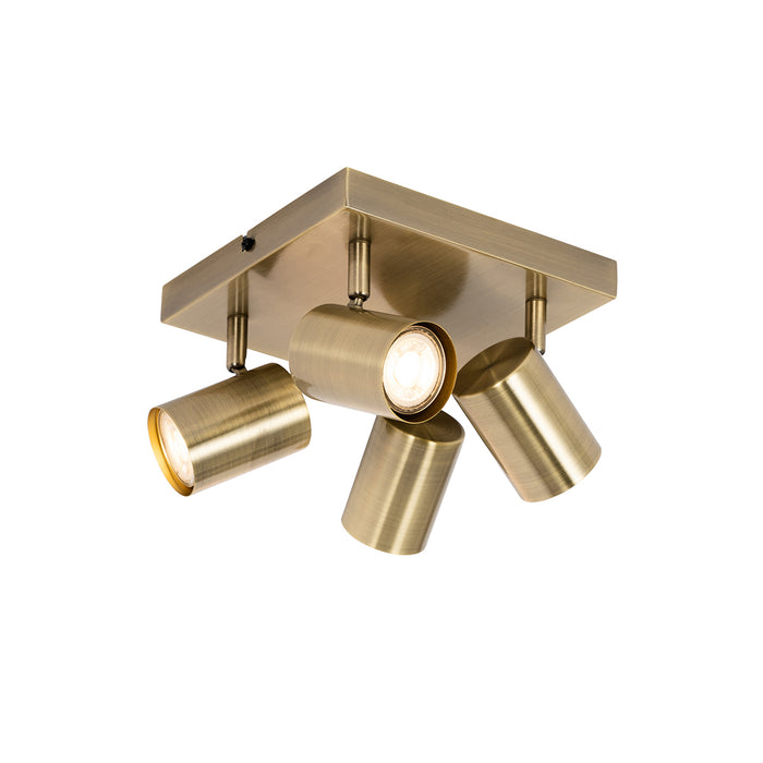 QAZQA Moderne plafondlamp brons 4-lichts verstelbaar rechthoekig -