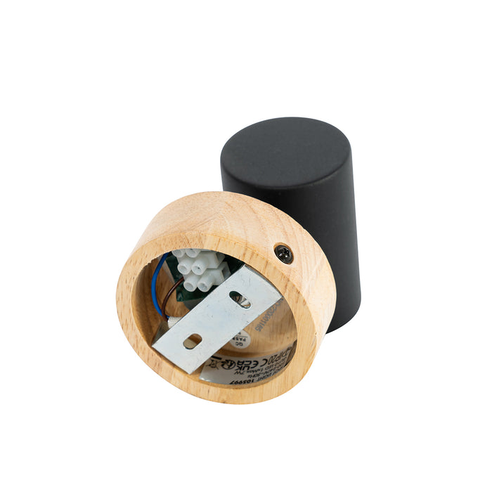 QAZQA Moderne spot zwart met hout kantelbaar - Jeana