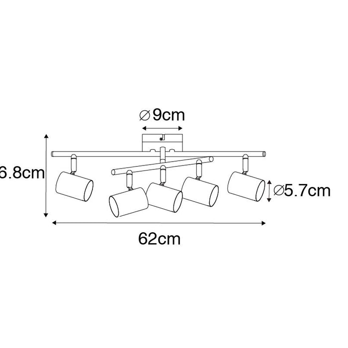 QAZQA Smart plafondlamp zwart vierkant incl. 5 Wifi GU10 - Jeana