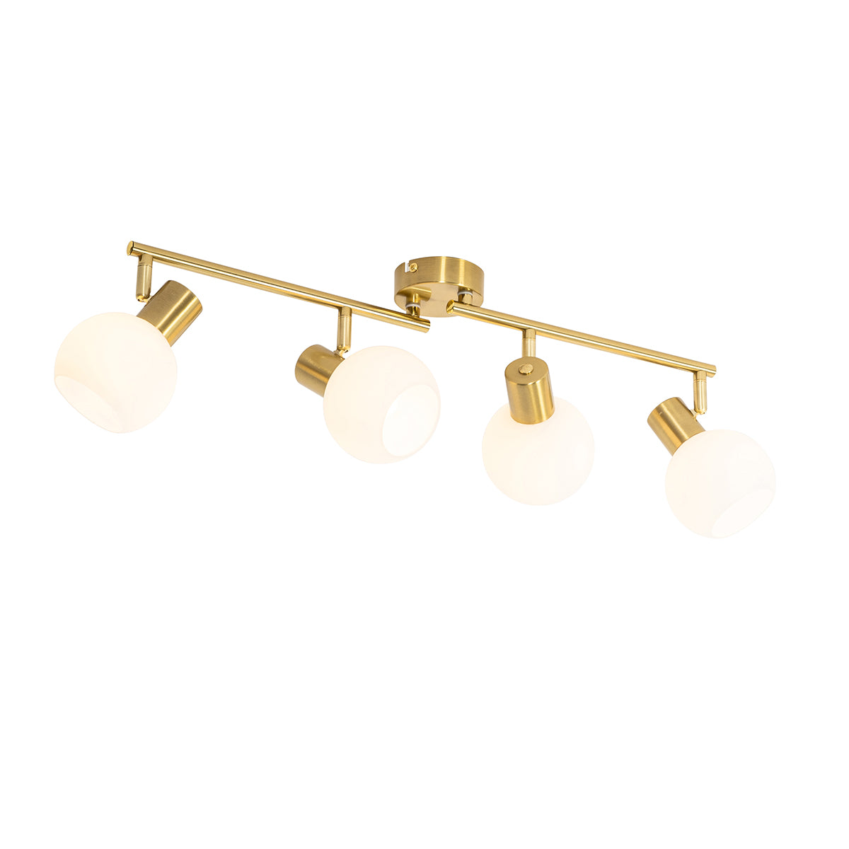 QAZQA Plafondspot goud met opaal glas 4-lichts verstelbaar - Anouk