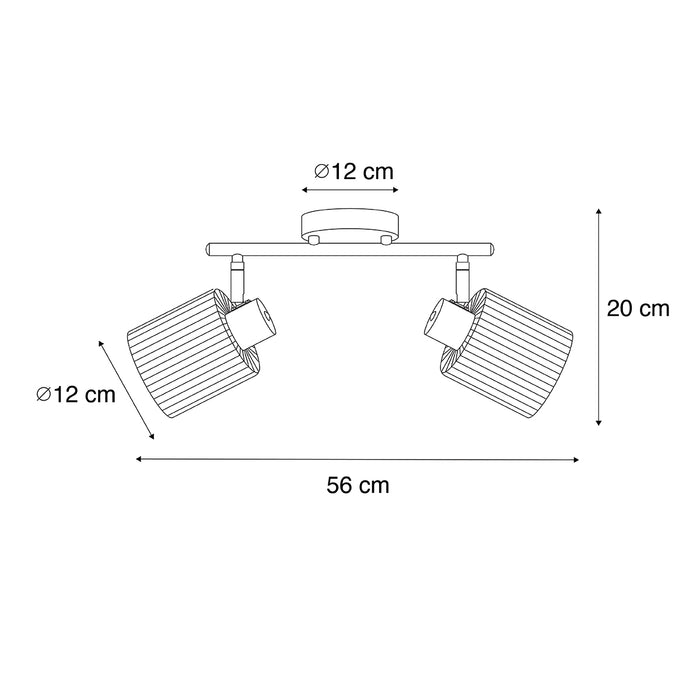 QAZQA Plafondspot goud met glas 2-lichts verstelbaar - Laura