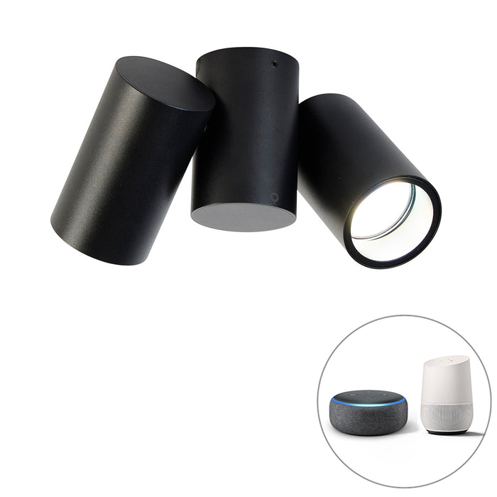 QAZQA Smart spot zwart verstelbaar incl. 2 Wifi GU10 - Michael