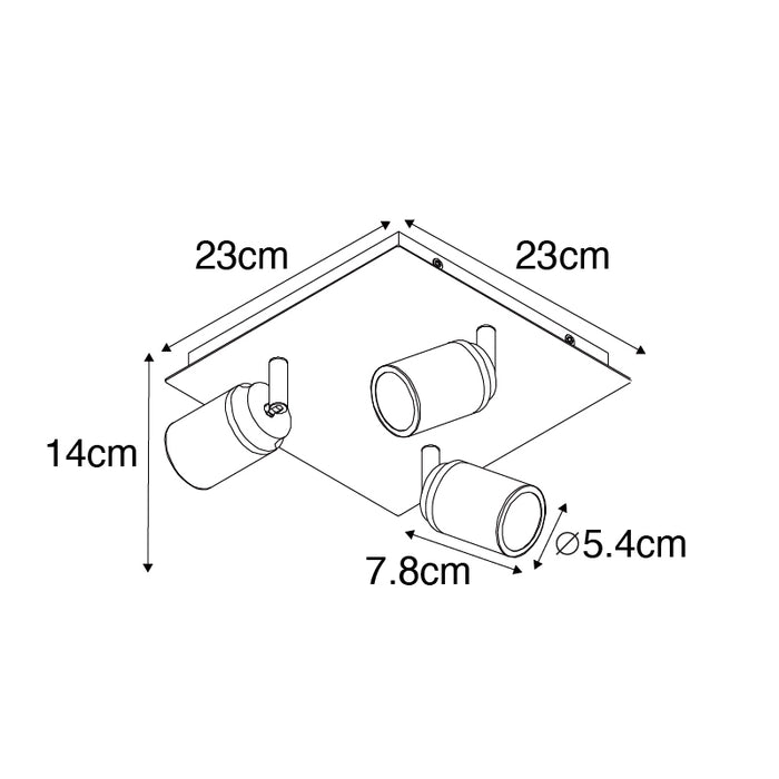 QAZQA Moderne badkamer spot messing vierkant 3-lichts IP44 - Ducha